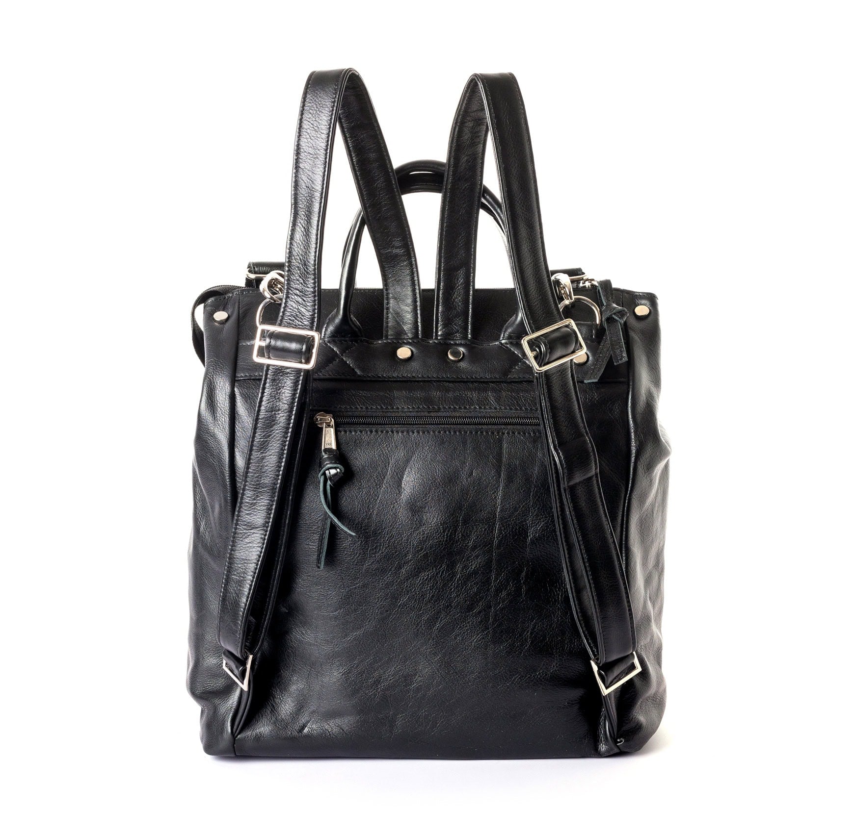 Jeankelly Leather Convertible Bag-Pack - Black