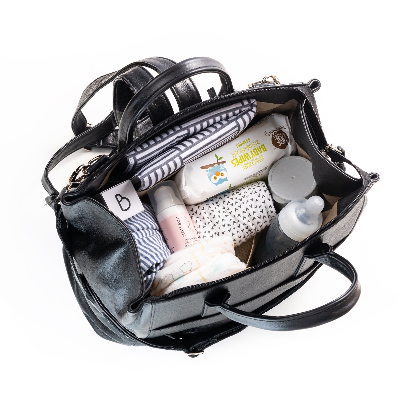Jeankelly Leather Convertible Bag-Pack - Black