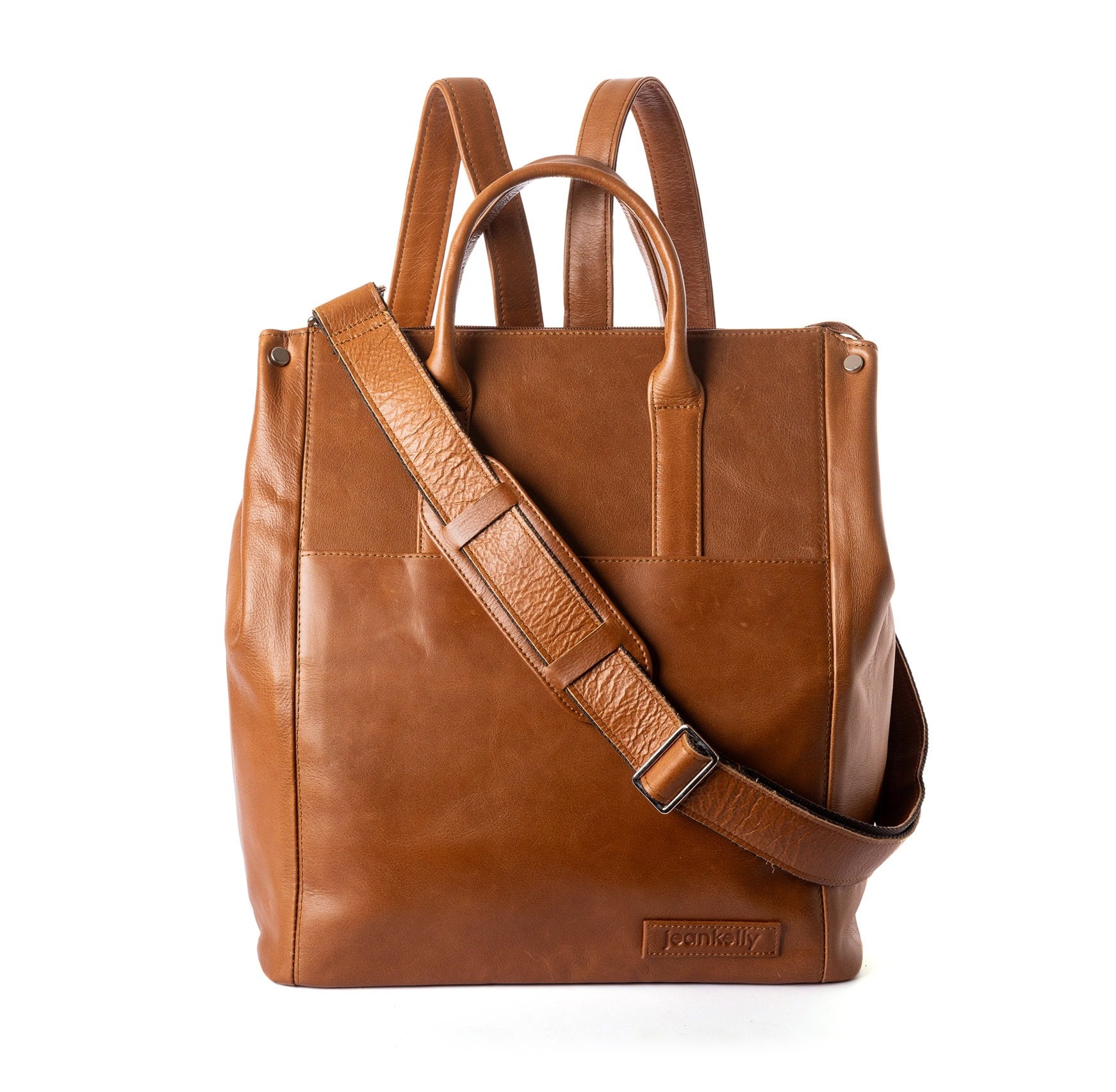 Jeankelly Leather Convertible Bag-Pack - Toffee PLUS a free beige pram pouch (valued at R550)