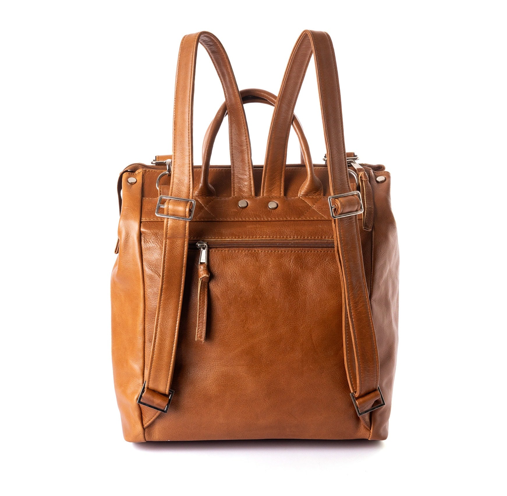 Jeankelly Leather Convertible Bag-Pack - Toffee PLUS a free beige pram pouch (valued at R550)