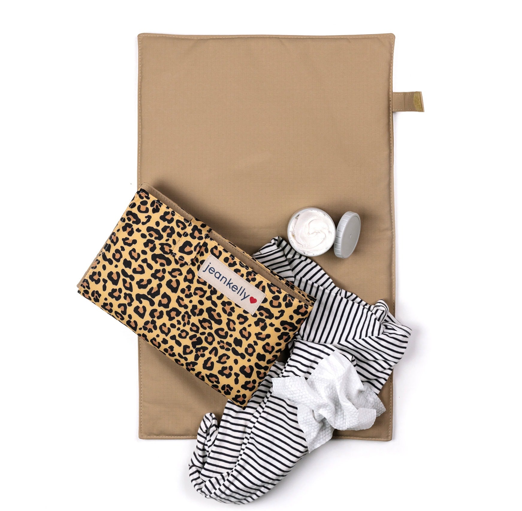 Leopard Print Gift Set - Dummy Pouch + Changing Mat + Leather Dummy Clip