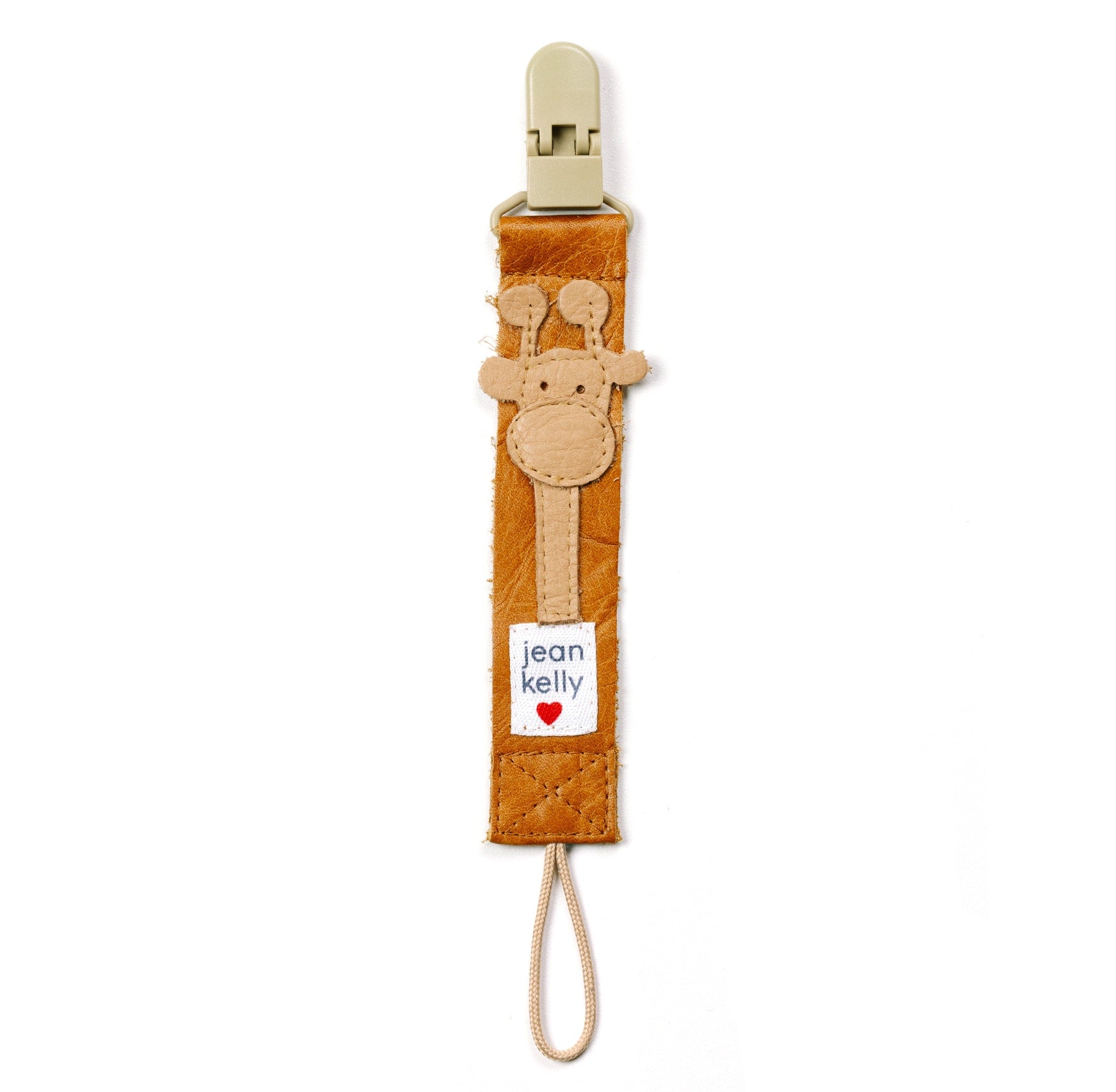 Leather Dummy Clip - Tan with hazelnut giraffe