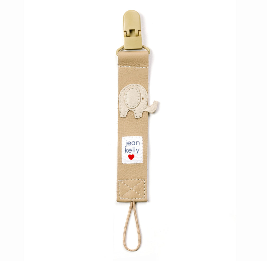 Leather Dummy Clip - Stone with Cream Ellie