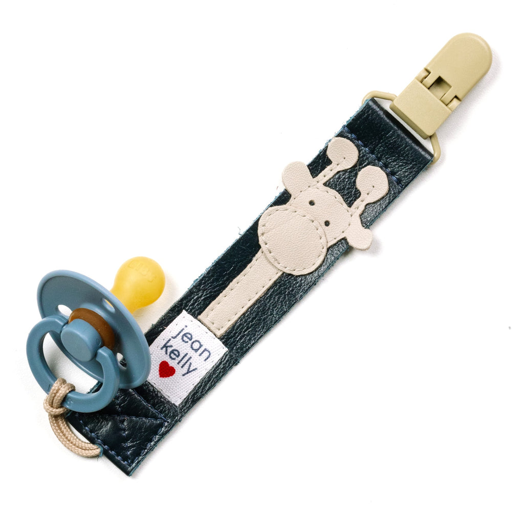 Dummy gift set - navy giraffe d clip + bibs dummy