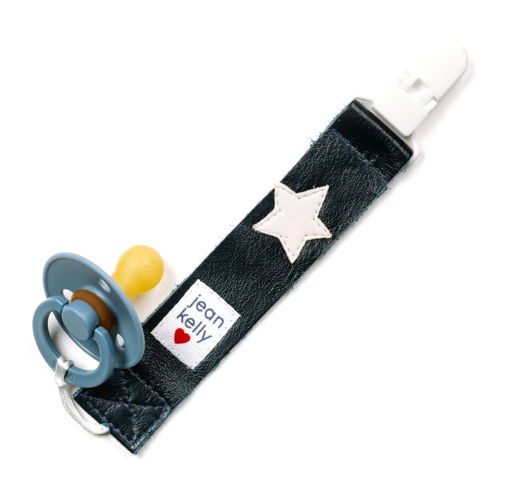 Leather Dummy Clip - Navy with White Star