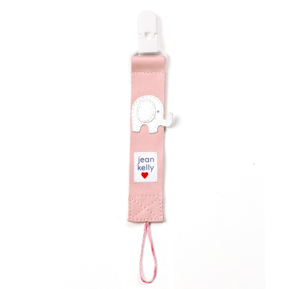 Leather Dummy Clip - pink with white ellie