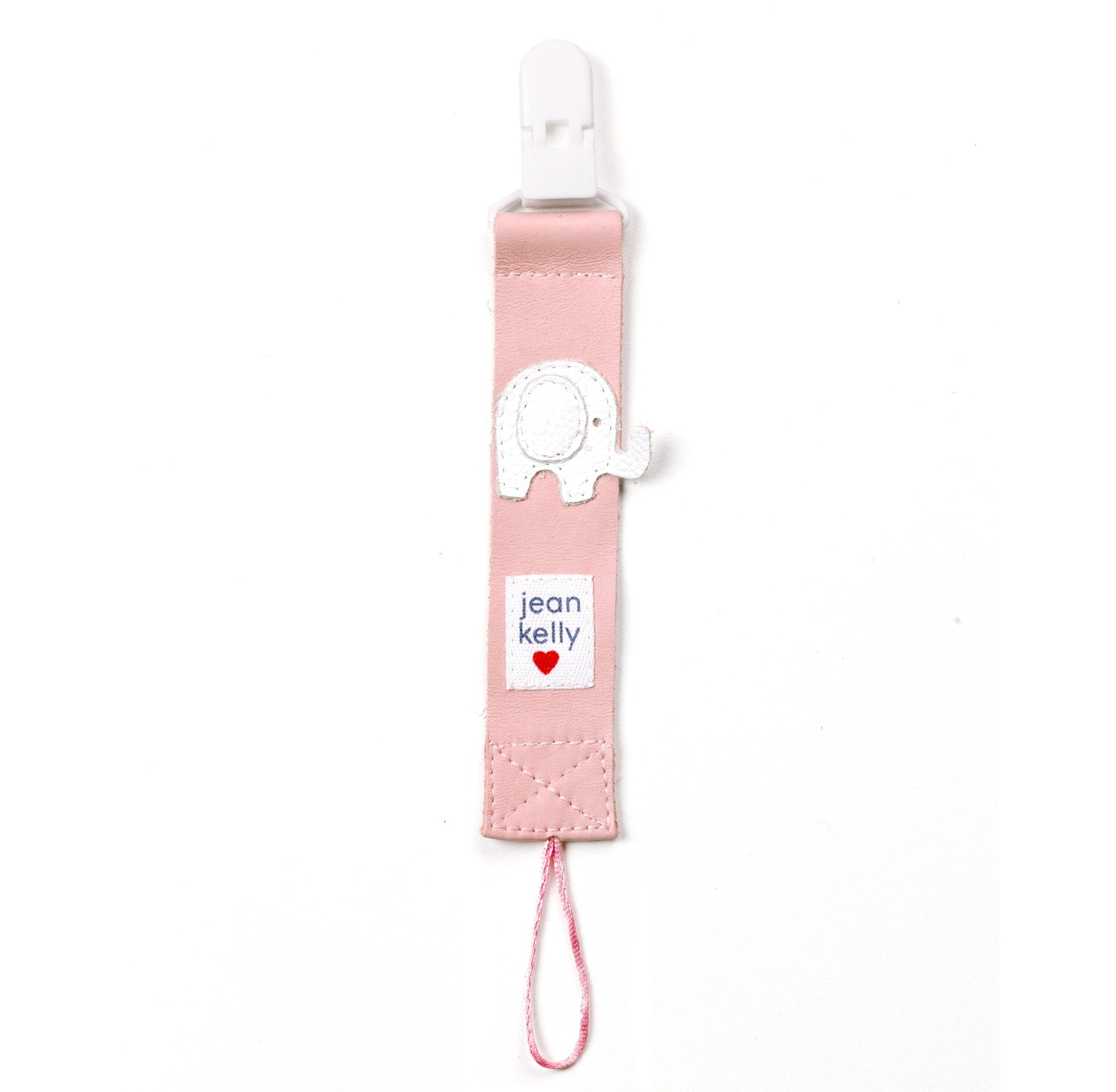 Leather Dummy Clip - pink with white ellie
