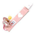 Leather Dummy Clip - pink with white heart