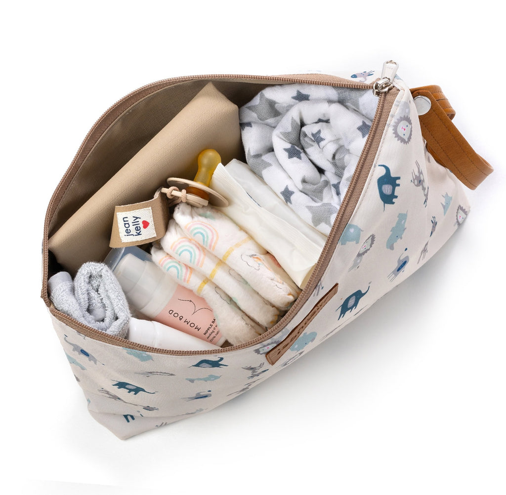 Jeankelly Changing Pouch With Tan Handle - Safari