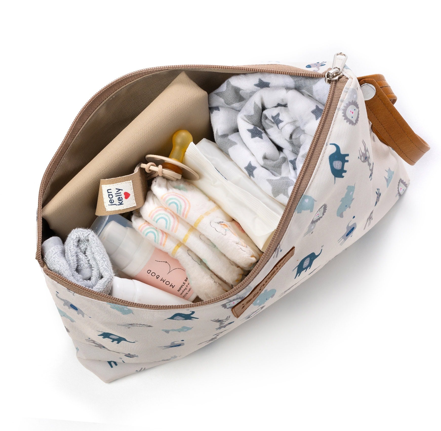 Jeankelly Changing Pouch With Tan Handle - Safari