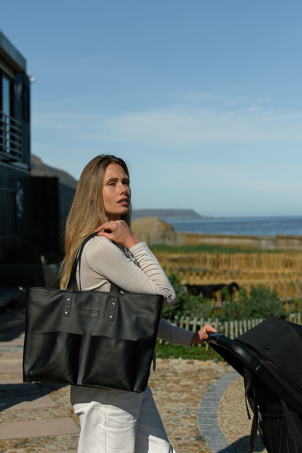 Jeankelly Black 2 Pocket Faux Leather Shopper