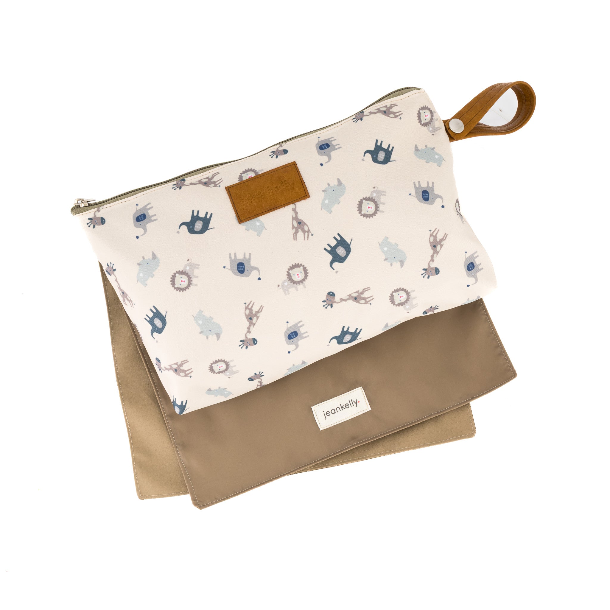 Jeankelly Changing Pouch With Tan Handle - Safari